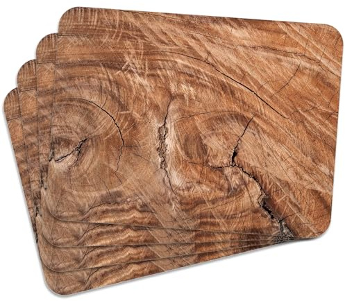 MG Design Set aus 4 Kork-Platzsets – Wooden Surface – 30 x 40 cm – hitzebeständig & abwischbar, mit Korkrückseite