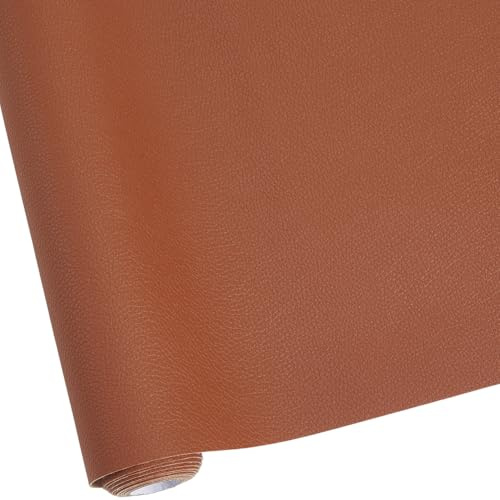 CALFOVERA 137 x 30cm 0.6mm Große Litschi Kunstleder Blätter Meterware Weiche Schokoladen PU Lederimitat Lederrolle wasserdichte Synthetische Mikrofaser Vinyl Stoffplatte Für Heimwerker Näharbeiten