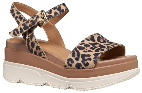 Geox Women's D Gardenia C Wedge Sandal, Natural, 38.5 EU