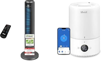 Levoit 23dB Leiser Turmventilator, Ventilator mit Kühlung+Dual 200S - 3L Smart Luftbefeuchter2,5L Mini Luftbefeuchter2,5L Mini Luftbefeuchter