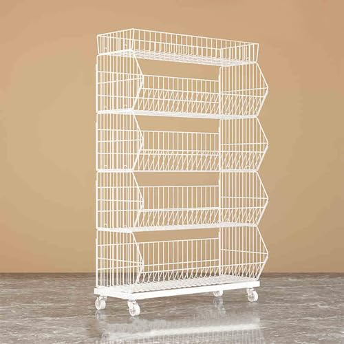 WJFTODAY Metallenes Regalsystem für den Einzelhandel, Lebensmittelgeschäfte, Supermärkte,NES Regalsystem für den Einzelhandel, Lebensmittelgeschäfte, Supermärkte, Snackregale, weiß, 120 x 45 x 140 cm