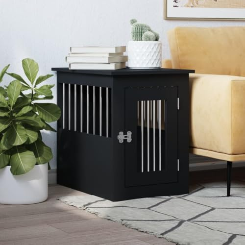 Robuster Hundekäfig mit Stahlstäben als 2-in-1 Hundebox und Beistelltisch mit belüftetem Design und abschließbarer Tür