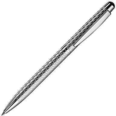 Otto Hutt design 02 Drehbleistift 002-61066 – Bleistift aus 925er Sterling Silber mit Waben Guilloche in der Farbe Silber – Mit 0,7-Millimeter-Minen und Radiergummi