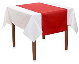 Hans-Textil-Shop Tischläufer 45x145 cm Baumwolle Canvas - Uni, Einfarbig, Robust, Strapazierfähig, Langlebig, Tischdeko, Tischband (Rot)