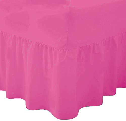 R&Z Luxuary Plain Polycotton Fitted Valance Sheet SIngle, DOuble, King, Super King (Fuscia, Double)