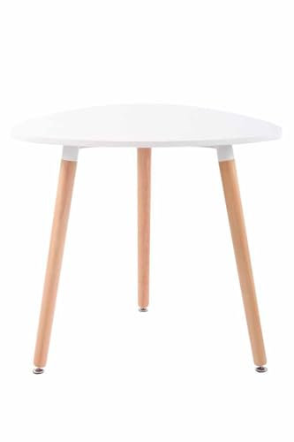 CLP Küchentisch ABENRA I Esstisch Mit MDF Tischplatte I Bistrotisch Mit Buchenholzgestell, Farbe:weiß, Größe:80 cm