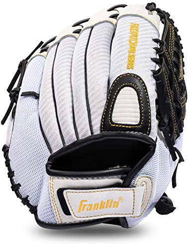 Franklin Sports Fastpitch Softball Glove - Fastpitch Pro - Adult and Youth Softball Mitt - Infield and Outfield - Right Handed Glove - White/Gold - 13 Righty