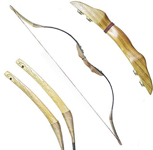AMEYXGS Bogenschießen 30-50lbs Takedown Recurve Bogen 60 Traditionelle Bogen Holzbogen zum Jagen und Schießen (30lbs)