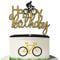 Bicycle Happy Birthday Cake Topper, Bike Theme Birthday Party Decorations, BMX Bday Party Supplies for Men Boys, Double-sided Gold Glitter