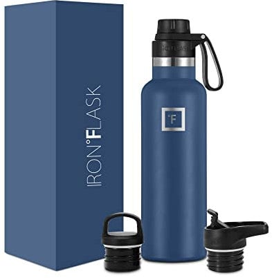 Insulated Water Bottle with Spout Lid Narrow - 590ml (3 Lids) - Cold 24hrs & Hot 12hrs Drinks - Double-Walled Stainless Steel Metal Leakproof Travel Sports Gym Camping & Hiking Hydration Flask