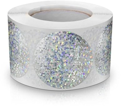 Silber Runde Aufkleber Rolle 3.8cm Klein Selbstklebende Glänzende Etiketten Funkelnde Farbkodierung Dot Stickers Markierungspunkte 500 Stück
