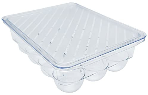 ACAN Tradineur - Pack 2 hueveras rectangulares de plástico transparente, recipientes para 12 huevos, almacenamiento de cocina, fabricadas en España, 17,5 x 22,5 x 7,5 cm