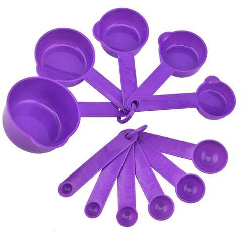Wizoowip Modern Design Measuring Spoons Measuring Spoon Set 11pcs/Set Plastic Measuring Spoon Cup Set Bpa-Free Multifunctional Kitchen Household Meter Purple