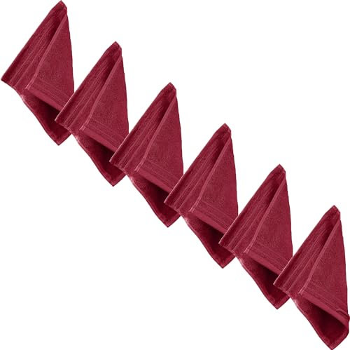 Erwin Müller Seiftuch Heidelberg 6er- Pack, 100% Baumwolle weinrot Größe 30x30 cm - weiche Qualität, saugstark und strapazierfähig - praktisch durch Schlaufe