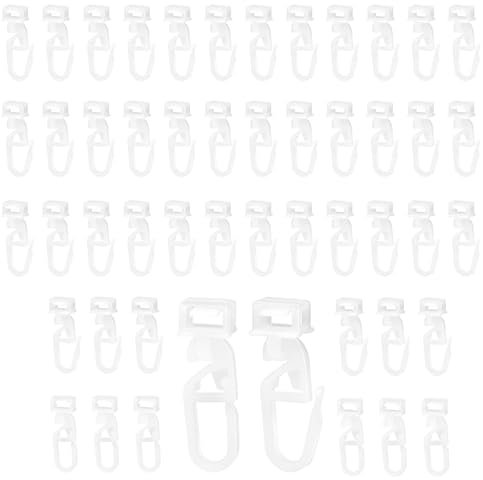 ALLisWE 50 Pezzi Ganci per Tende Scorrevoli per Binario Silenzioso Cursori per Tende Plastiche Gancio Glider Hooks per Binari Accessori Tende Scorrevoli per Bagni Cucine Camere da Letto Finestre