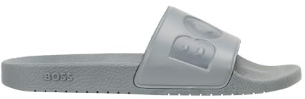 BOSS Men's Aryeh_Slid_npvlg Slide Sandals, Medium Grey, 9 UK