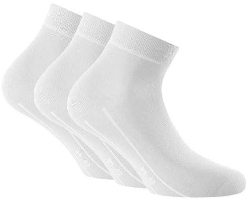 Rohner Basic Unisex Quarter Socken, 3er Pack - Sneaker Plus, Baumwolle Weiß 35-38
