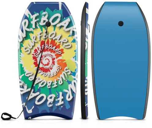 COSTWAY BodyBoard con Guinzaglio per Polso, BodyBoard per Surf per Adulti Unisex Ragazzi e Bambini, Tavola da Surf Leggero in XPE per Principiani e Professionisti (84 x 46 cm,Mulinello)