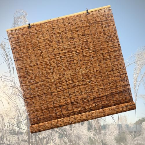 Store en Bambou Exterieu Naturel Rideau De Roseau Volets Roulants en Bambou DéCoration IntéRieure/ExtéRieure Stores À Enroulement Ventilée D'ombrage(90x180cm)