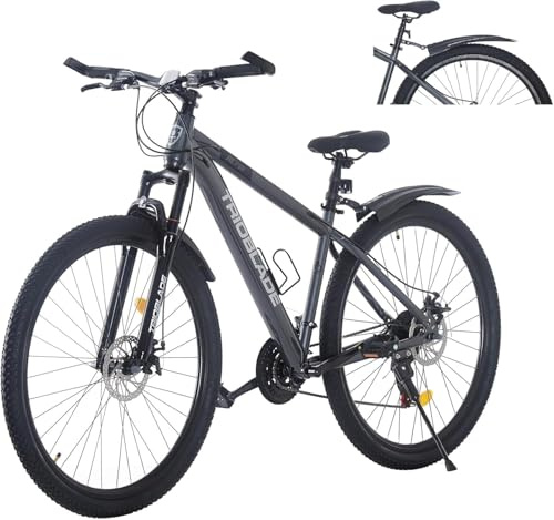 LSBIKE 24 26 27.5 29Inch Mountain Bike 21 Speed Drivetrain Hardtail Bicycle Mens Women Mountain Bike With Shock Lightweight Sport Cycling Bike for Adult with Mudguard MTB Bicycle