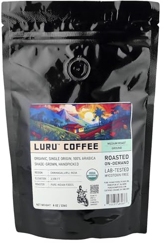 Luru™ Coffee, Ground, Medium Roast, 8 oz (226 g), Pure Indian Foods