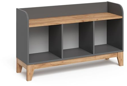 VitaliSpa Kindersitzbank Malia, Grau/Artisan, 107.2 x 63.8 cm | geeignet als Sitzgelegenheit und Ablagefläche für Kinder