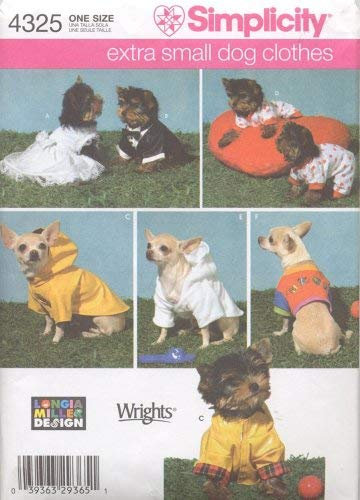 Simplicity Sewing Pattern 4325 Extra Small Dog Clothes in 6 Styles