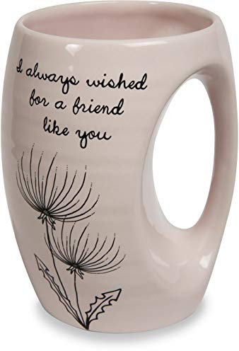 Pavilion Gift Company Dandelion Always Wished for a Friend Like You Pink Ceramic Hand Warmer Mug