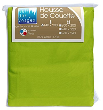 Nuit des Vosges Cotoval Housse de Couette Coton Anis 140 x 200 cm