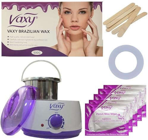Wax Warmer, Hair Removal Waxing Kit, Electric Pot Heater Melts with Accessories. Painless Rapid Waxing of Face, Body, Bikini Area, Total Home Waxing Solutions for Men &Women by Vaxy