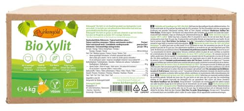 Birkengold Bio Xylit, 4 kg Beutel | aus biologischer Landwirtschaft | 40 % weniger Kalorien | zahnfreundlich | ideal zum Kochen und Backen | glykämischer Index von 11