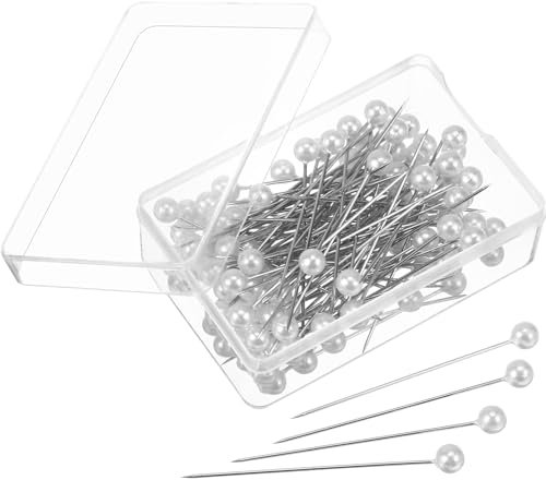 Supvox 100 pcs Perlen-Nadeln Perlkopfnadeln für Nähen DIY Schmuck Handwerk Dekoration (Weiß)