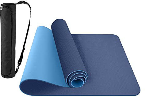 ComFyMat Yoga Mat – Non-Slip Gym Mat, Workout Mat for Pilates, Meditation, Women, Men, Fitness Exercise Mat, 183cmx61cmx6mm (Navy/Blue)