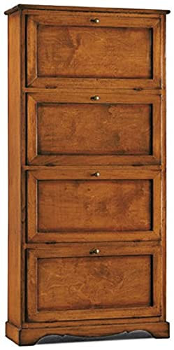 Mar.c.a. Design, Zapatero Madera, Mueble Zapatero, Nogal - Zapatero Entrada Recibidor con 4 Puertas Abatibles para Zapatos - Zapatera 79x30x170H Estilo Clásico para Dormitorio y Salón, Made in Italy