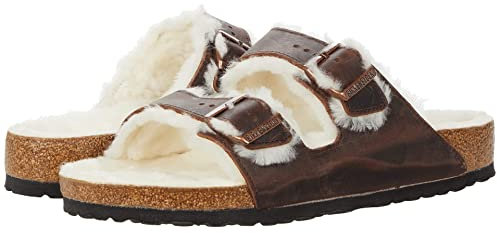 Birkenstock Arizona Shearling Sandalen für Herren, Habana/Natural, Hellbraun, Größe 43, Habana Natural, 40.5 EU