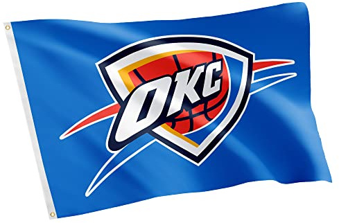 Oklahoma City Thunder Team NBA National Basketball Association 100% Polyester Indoor Outdoor 0,91 x 1,52 m Flagge (Flagge Nr. 1)