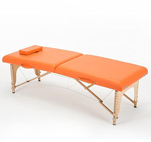 XRDSHY Kosmetikliege Höhenverstellbar Massageliege Robust Und Sicher Massagetisch Tragbar Faltbar Massageliege 70cm Breit Mit Kopfstütze Handtasche,Orange