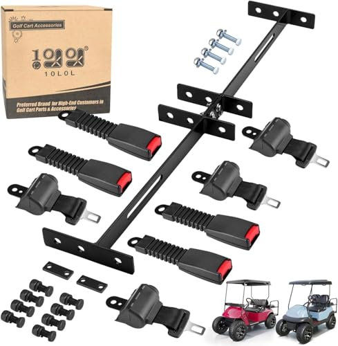10L0L 4er-Pack einziehbare Golfwagengurte mit Halter – universell – passend für die meisten Golfwagen