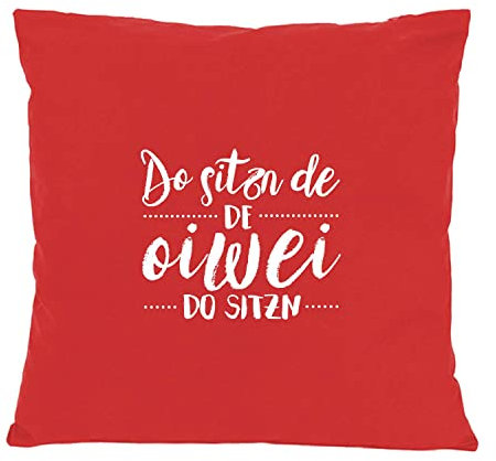 Bavariashop Bayerisches Dekokissen mit Spruch Do sitzn de... - rot