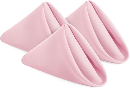 Utopia Home Stoffservietten, 12 Stück, rosa, 43,2 x 43,2 cm, 100 % Polyester-Servietten mit gesäumten Kanten, waschbare Servietten, ideal für Partys, Hochzeiten und Abendessen