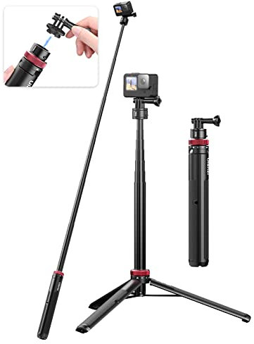 57in Extendable Selfie Tripod Accessories for Gopro - ULANZI Go Quick II Long Action Camera Stick Tripod Quick Release Adapter Vlog Handle Grip for GoPro Hero 13 12 11 10 9 8 7 6 5/Max/DJI OSMO Action