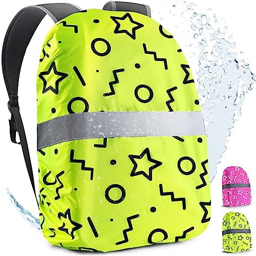 FlexiSchutz® Regenschutz für Rucksack/Schulranzen Regenschutz Kinder - 100% Wasserfester Ranzen Regenschutz Überzug für effektiven Schutz vor Nässe, Regenschutzhülle, Reflektierende Regenhülle