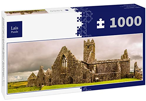 Lais Puzzle Landschaften in Irland. Ruinen des Klosters Ross Errilly in der Grafschaft Galway. Nationales Monument und Best erhaltenes Kloster, Panorama 1000 Teile Panorama