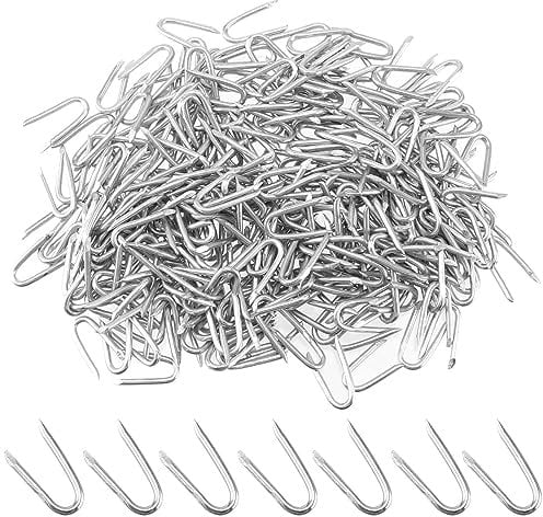SINJEUN 1000 chiodi a forma di U, 24 × 14,4 × 2,3 mm, in filo di acciaio zincato, resistenti per reti metalliche interne ed esterne e recinzioni tessute