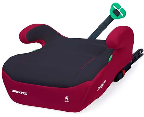 Daliya® QUBIX PRO Kindersitzerhöhung mit ISOFIX | i-SIZE NORM ECE R129 | 125 bis 150 cm | Gurtfix | waschbar | Autositz | Autokindersitz | Kindersitz | Sitzerhöhung (Rot - Schwarz)