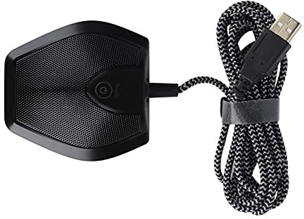 ASHATA Konferenz-USB-Mikrofon, Touch-Button Dual-Kondensator-USB-Aufnahmeempfänger Omnidirektionales Kondensator-PC-Mikrofon für Videokonferenzen, Aufzeichnungen, Skype, Online-Kurs