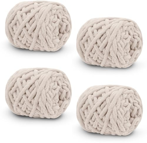 Uiopa Dicke Wolle 4 x 100g(ca. 180m), Flauschige Wolle Dickes Garn zum Stricken & Häkeln, Handstrickgarn Weiche Wolle für Decken, Pullover, Schals, Mützen, Bastelarbeiten