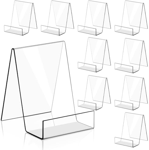 Lighterday 10Pcs Acrylic Display Stand Clear Book Stand Book Holder Plate Stand for Displaying Recipe Card Book Crafts Photos Magazine (10 Pcs & L)