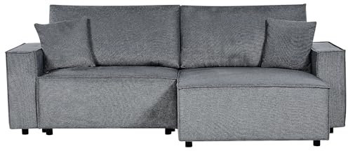 Beliani 3-Sitzer Ecksofa dunkel grau Links mit Recamiere Schlaffunktion Stauraum Karila