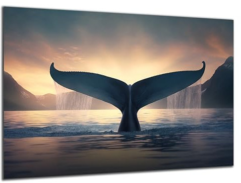 DARO Design - Wand-Bild 6mm HDF 70x50 cm Unterwasser Wal-Flosse Querformat - Wand-Deko Bilder Wohnzimmer